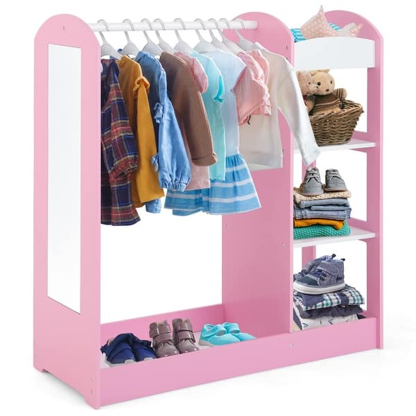 Chest White Storage Cabinet w/Mirror for Bedroom, Dresser Shelving Unit