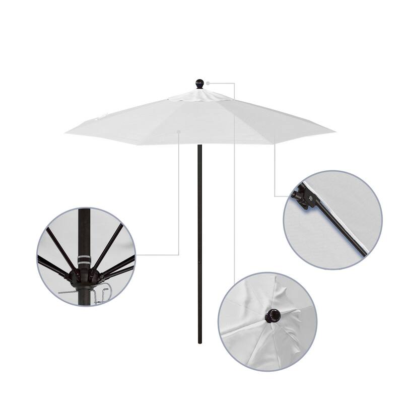 California Umbrella 7.5' Rd.. Aluminum Frame, Fiberglass Rib Market Umbrella, Push Open, Bronze Finish, Olefin Fabric