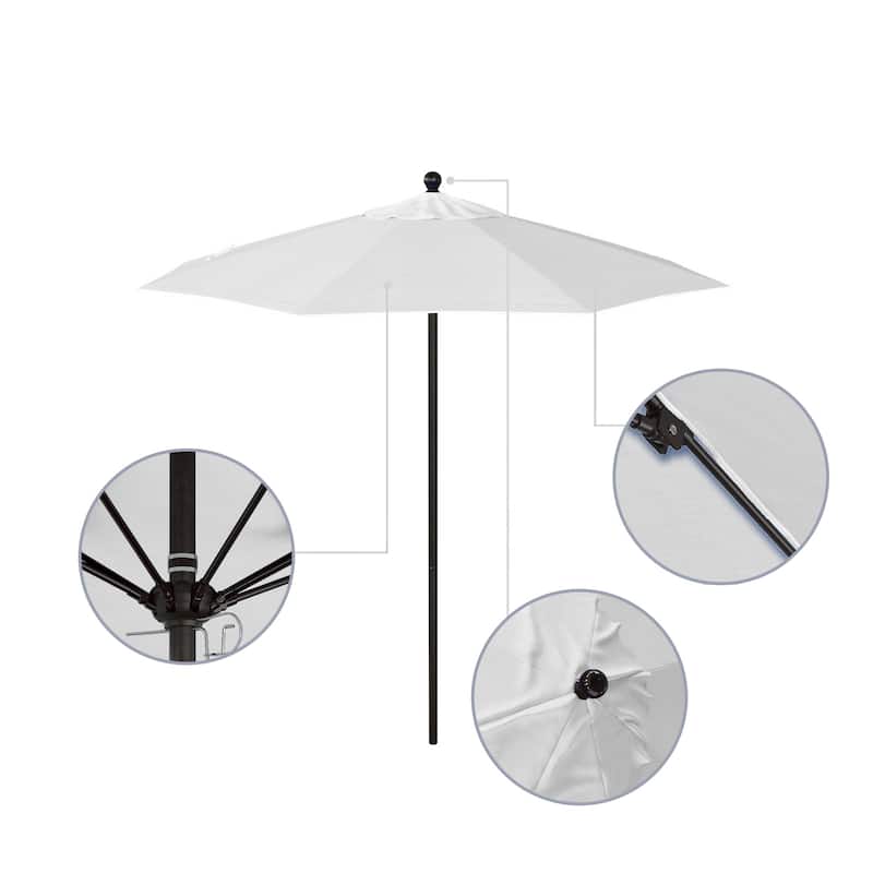 California Umbrella 7.5' Venture Series Patio Umbrella, Bronze Aluminum Pole Fiberglass Ribs Push Lift, Olefin Royal Blue
