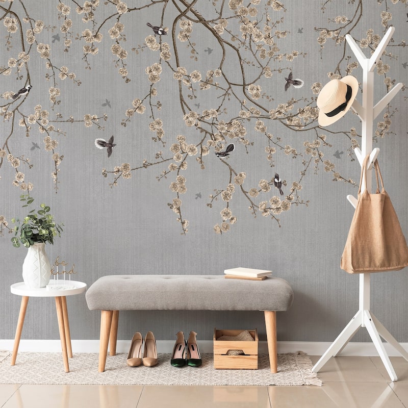Blooming Cherry Blossoms Chinoiserie Wallpaper Mural