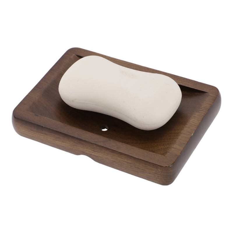 Portable Square Soap Dish for Bathroom Kitchen 5.43"x3.78"x0.83" Deep Brown 1 Pc - Deep Brown