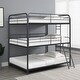 preview thumbnail 1 of 6, Triple Full Size Metal Bunk Bed Frame with Sturdy Ladder Space Saving Design Black - Queen