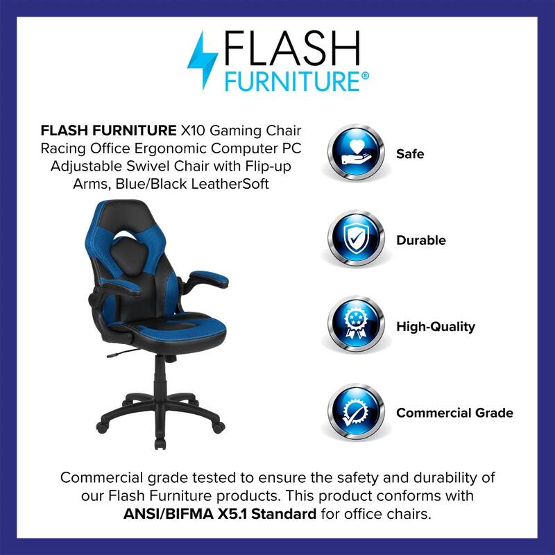 High Back Racing Style Ergonomic Gaming Chair with Flip-Up Arms