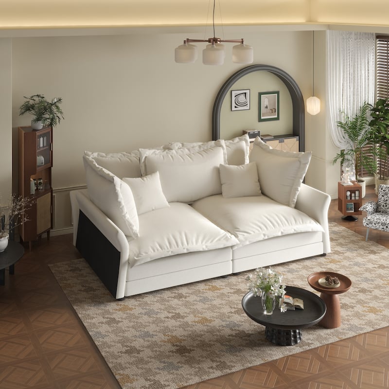 90.55" Modern Deep Seat Sofa Couches with Multiple Large Soft Pillows