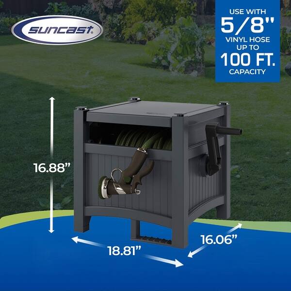 Suncast Hideaway 100 Ft Garden Hose Reel for 5/8 Inch Hoses, Cyberspace