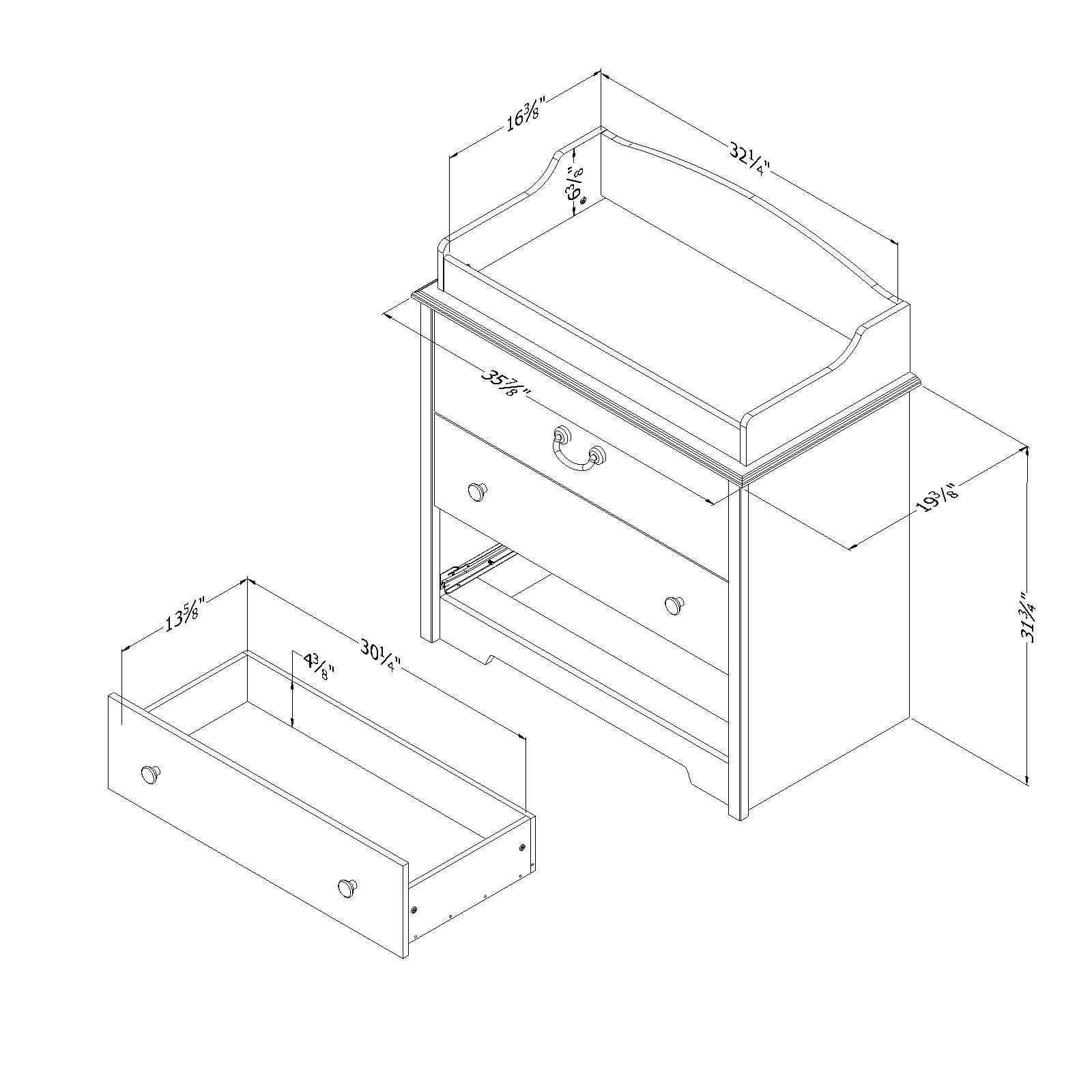 South shore aviron changing table best sale