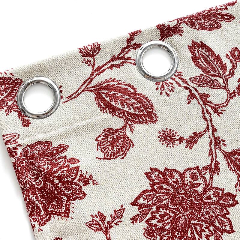 Oleson Jacobean Floral Linen Blend Blackout Curtain Panel