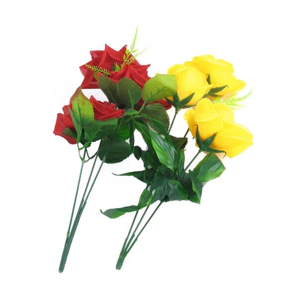 Shop Unique Bargains Office Manmade Fabric Red Yellow Flower