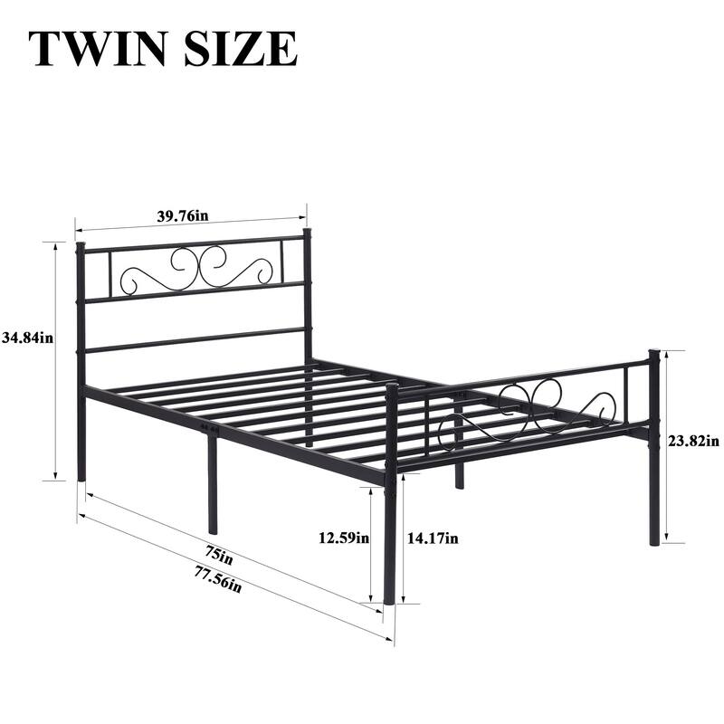 VECELO Premium Platform Bed Frame with Headboard,Easy Set-up Twin/Full/Queen Size Bed