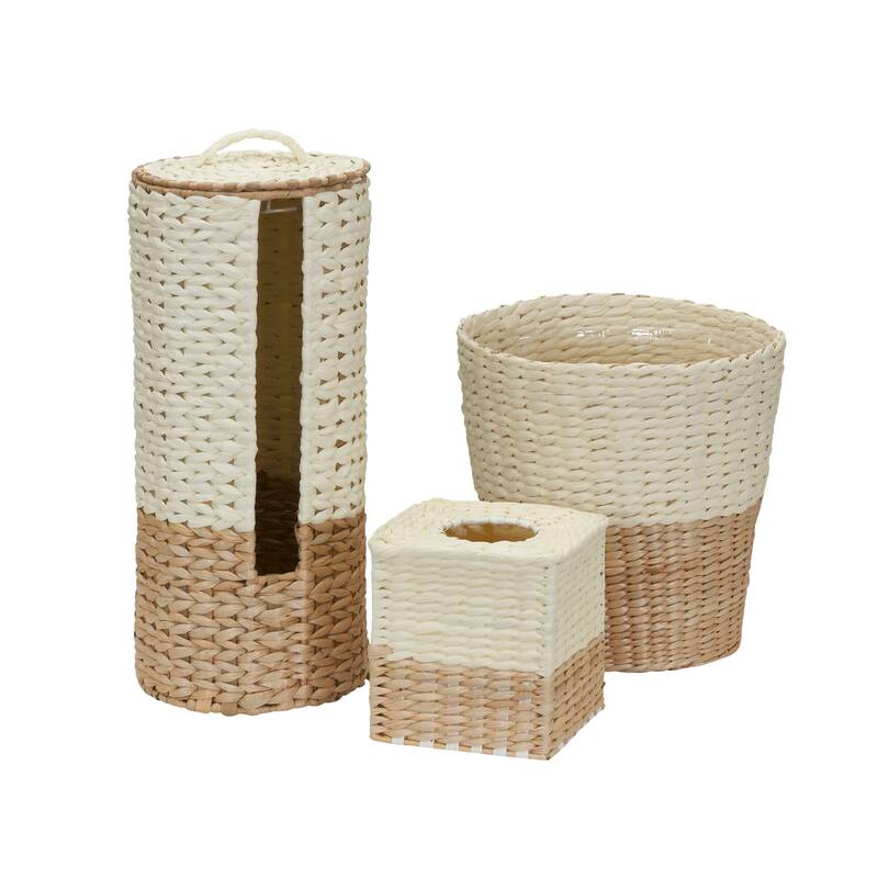 Household Essentials 3-Piece Wicker Bath Accessory Set, Natural