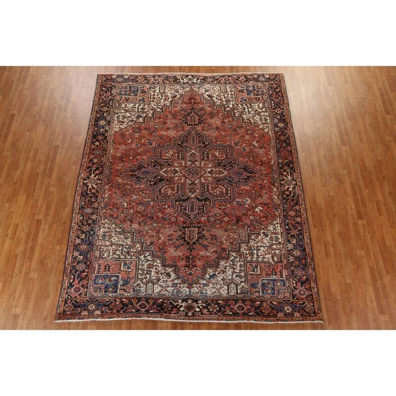 Vintage Geometric Heriz Persian Traditional Wool Area Rug Hand-knotted - 8'7" x 10'9"