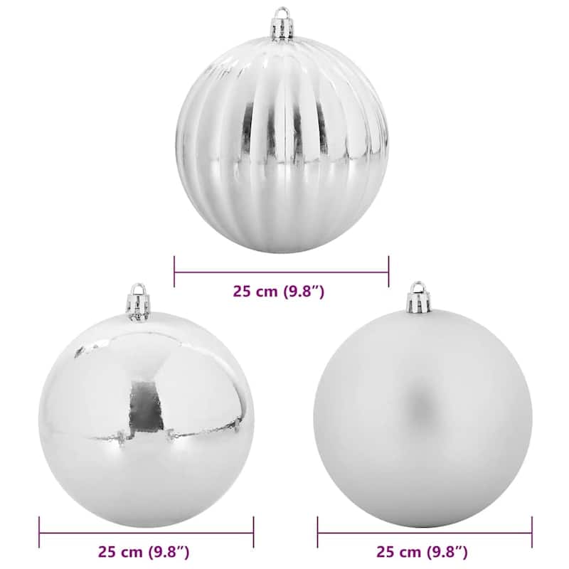 vidaXL Christmas Bauble Set Other 3 pcs Silver Ø 25 cm - 9.8 x 9.8 x 9.8
