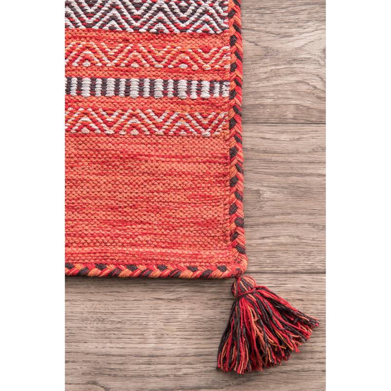 Nuloom Contemporary Flatweave Handmade Diamond Bands Solid Area Rug