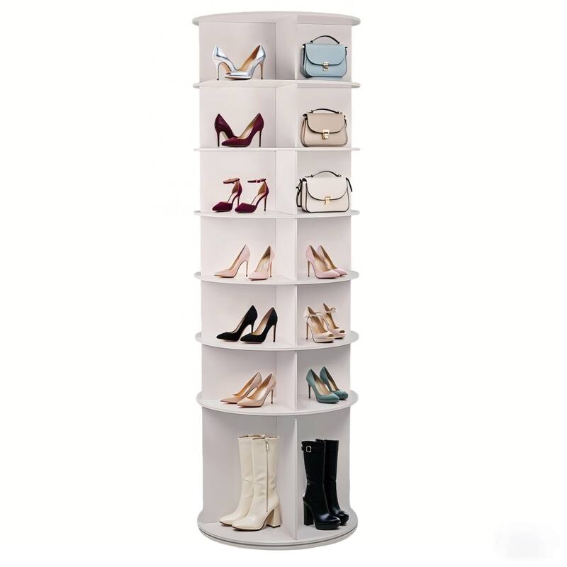 7 Tier Rotating Shoe Rack, High Bottom Design Rotating Shoe Rack Tower, Free Standing 360°Spinning Shoe Organizer