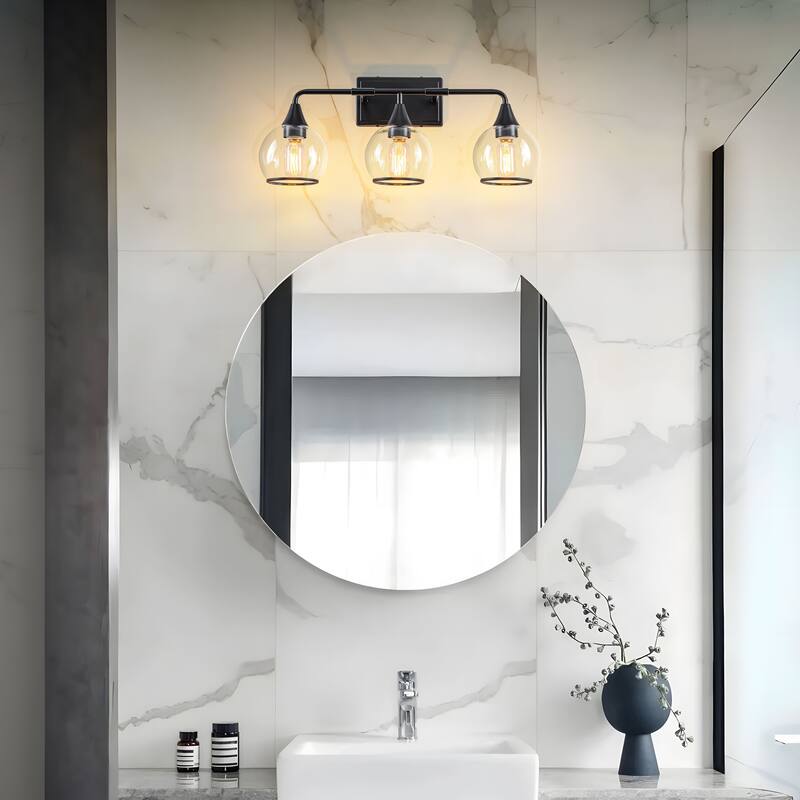 Starsky 3/4 Lights Modern Vanity Light Clear Globe Glass Shades