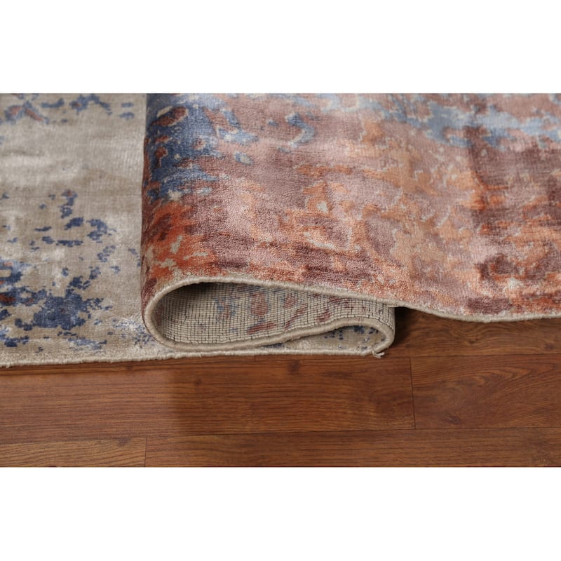 Abstract Indian Foyer Rug Hand-Knotted Contemporary Wool Carpet - 4'5"x 6'4"