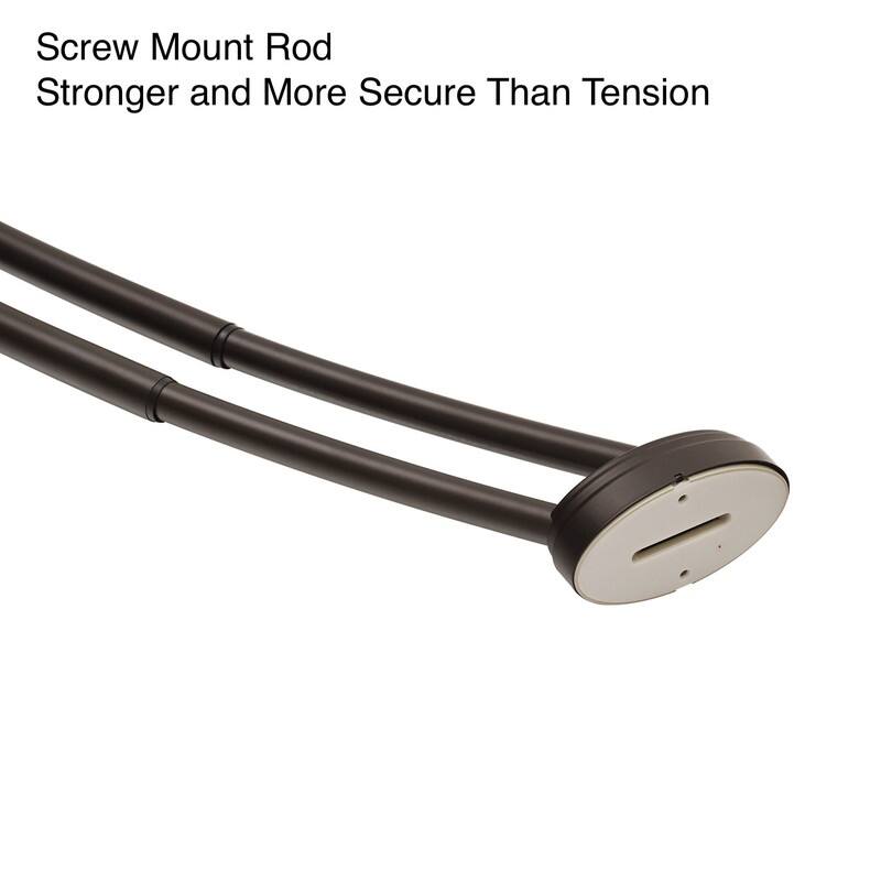 Utopia Alley Rustproof Wall Mounted Aluminum Double Curved Shower Curtain Rod, Screw Mount Rod, Adjustable Rod from 45" to 72"