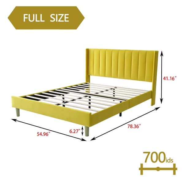 dimension image slide 27 of 34, Alazyhome Upholstered Platform Bed Frame