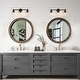 preview thumbnail 11 of 10, Modern Black Farmhouse 3-Light Bathroom Vanity Light Cylinder Glass Wall Sconce - L 22" x W 7.1" x H 9.6"