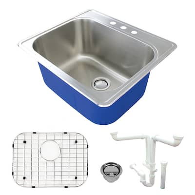 Transolid TRS_K-MTSB252212-3 Meridian 25" Drop In Single Basin - Brushed Stainless