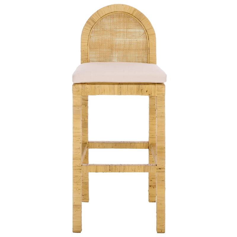 SAFAVIEH Home Tojo Cane Rounded Back Bar Stool - 20"W x 18"D x 43"H