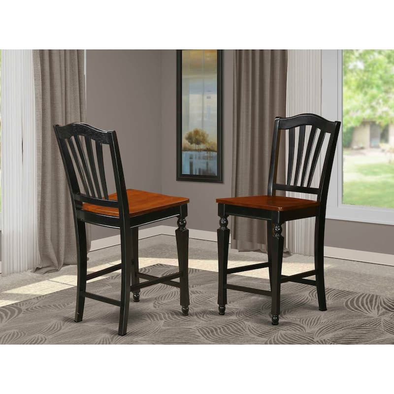 24 Inch Counter Height Wooden Bar Stools with Comfortable Wooden Seat, Modern Kitchen Island Dining Room Seating
