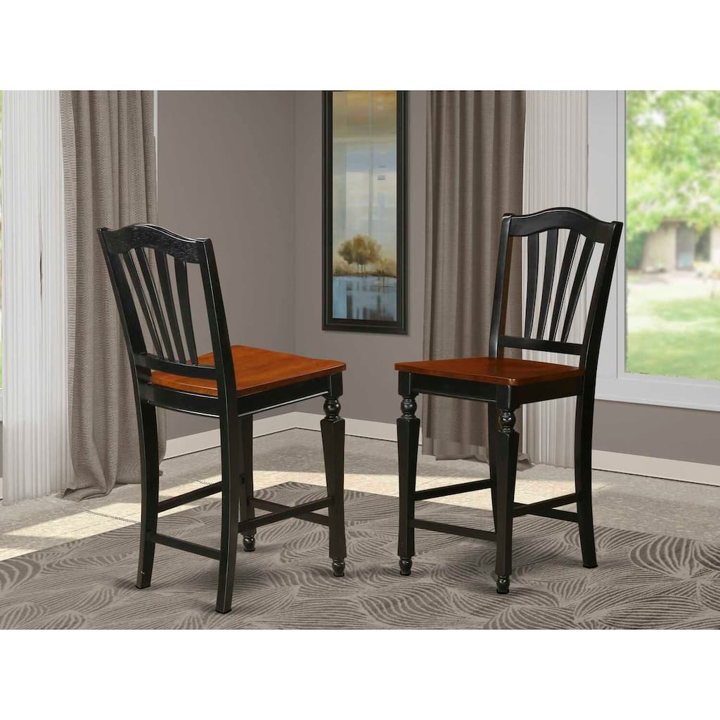 24 Inch Counter Height Wooden Bar Stools with Comfortable Wooden Seat, Modern Kitchen Island Dining Room Seating