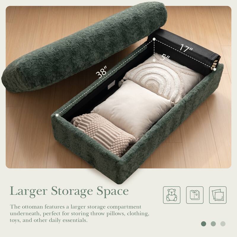 Oversized Upholstered Sleeper Chair Sofa Bed with Storage Ottoman and Armrests,Cup Holders