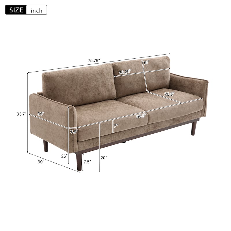 Modern Style Loveseat Sofa 75.75" Sofa Couch 2-seater Sofa with Spacious Seating Area for Living Room