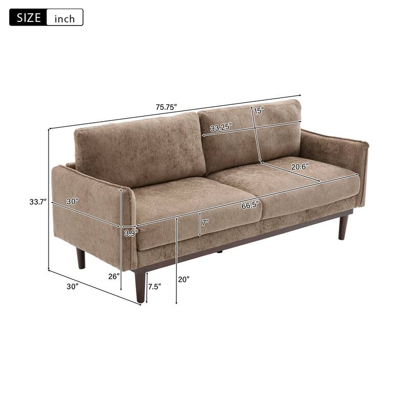 Roomfitters Modern Chenille Loveseat Sofa with Stitched Armrests, 2-Seater Couch