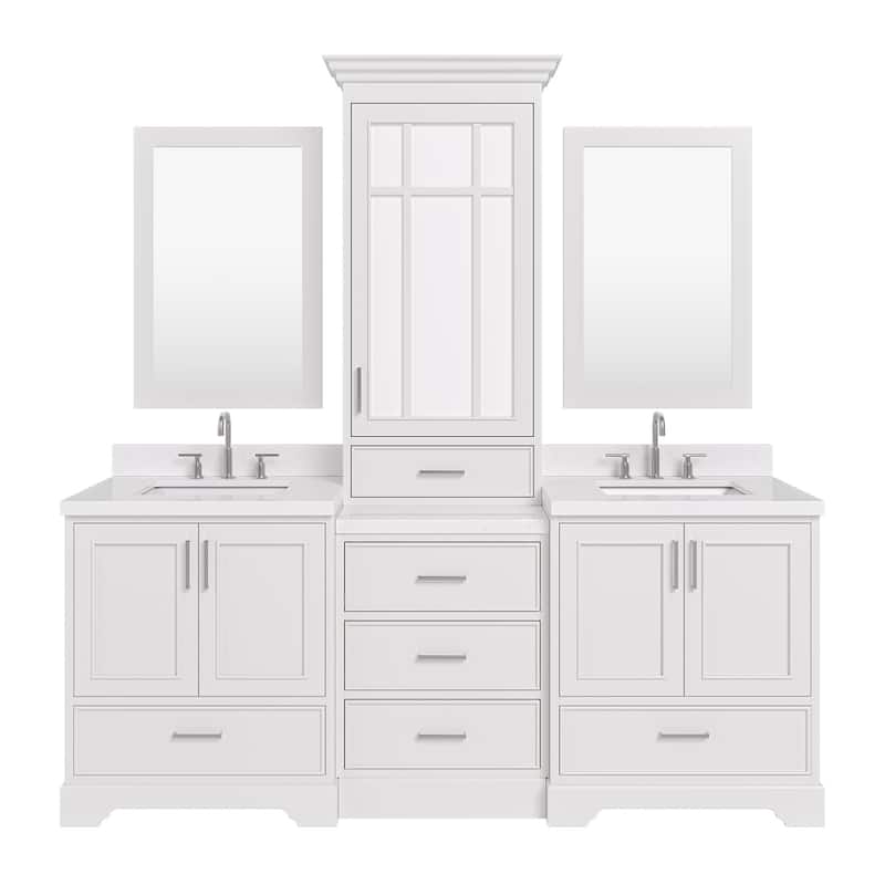 Ariel M085DCQR Stafford 84" Free Standing Double Basin Vanity Set with - White