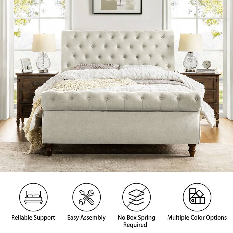 Fidelia Traditional Lighted Sleigh Platform Bed with UL Certificate by HULALA HOME