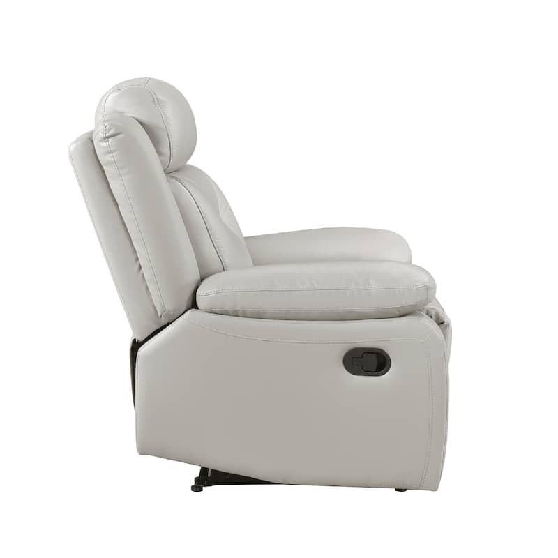 Conia Manual Reclining Chair, Light Gray Silver Leather
