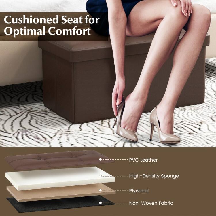 Upholstered Square Footstool with PVC Leather Surface for Bedroom
