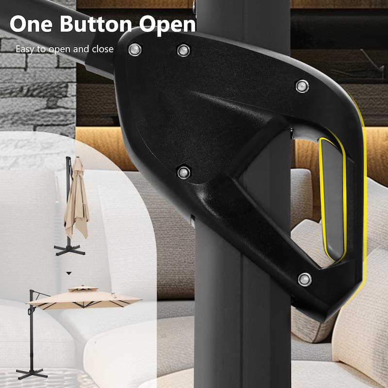 MAISON ARTS 10 FT Automatic Hydraulic Cantilever Umbrella Aluminum Pole 360 Degree Rotation with Weighted Base Included