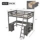 preview thumbnail 20 of 32, Full Size Loft Bed with U-shaped Desk,Drawers and Storage Shelves