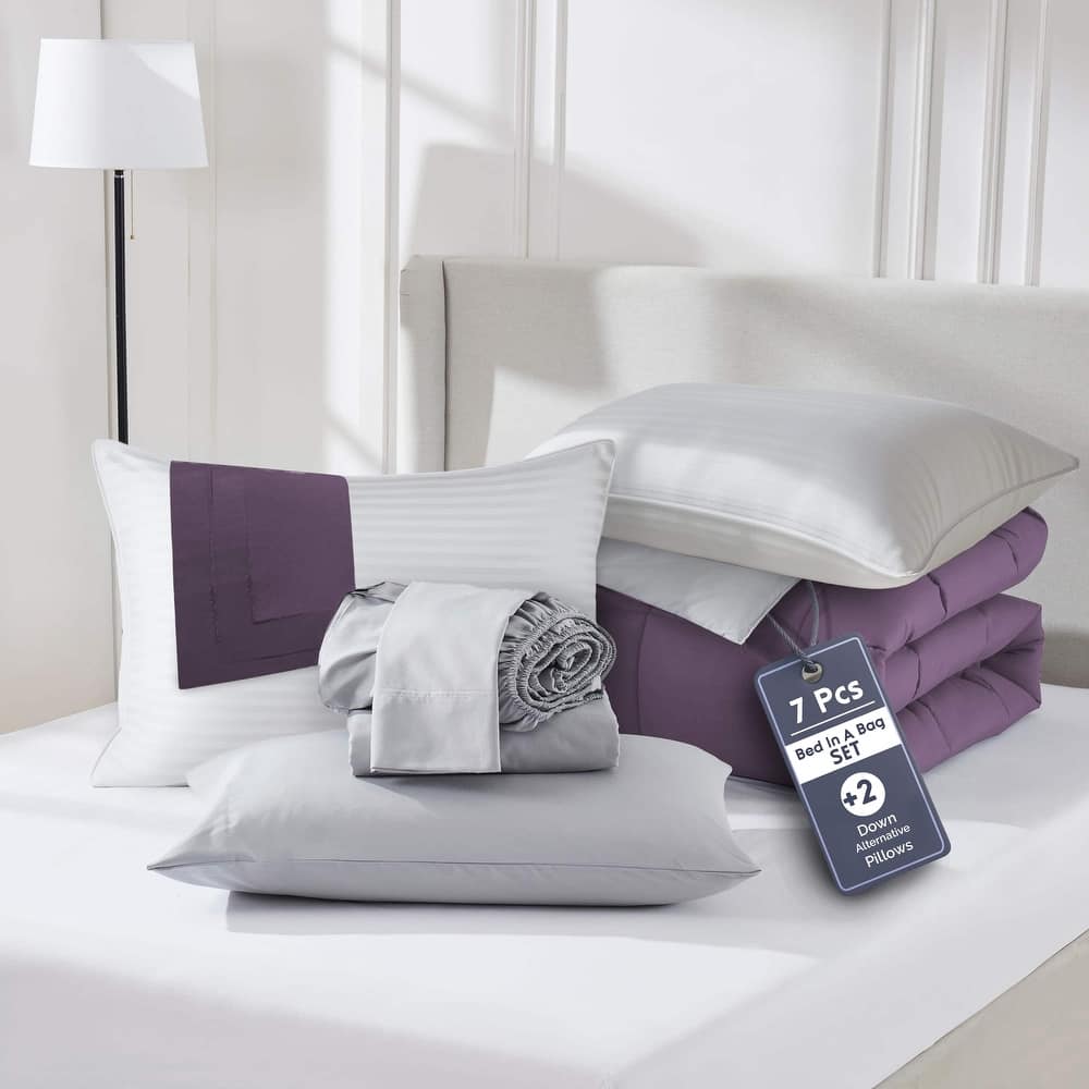 Empyrean Reversible Comforter Set Bed in a Bag with Down Alternative Pillow