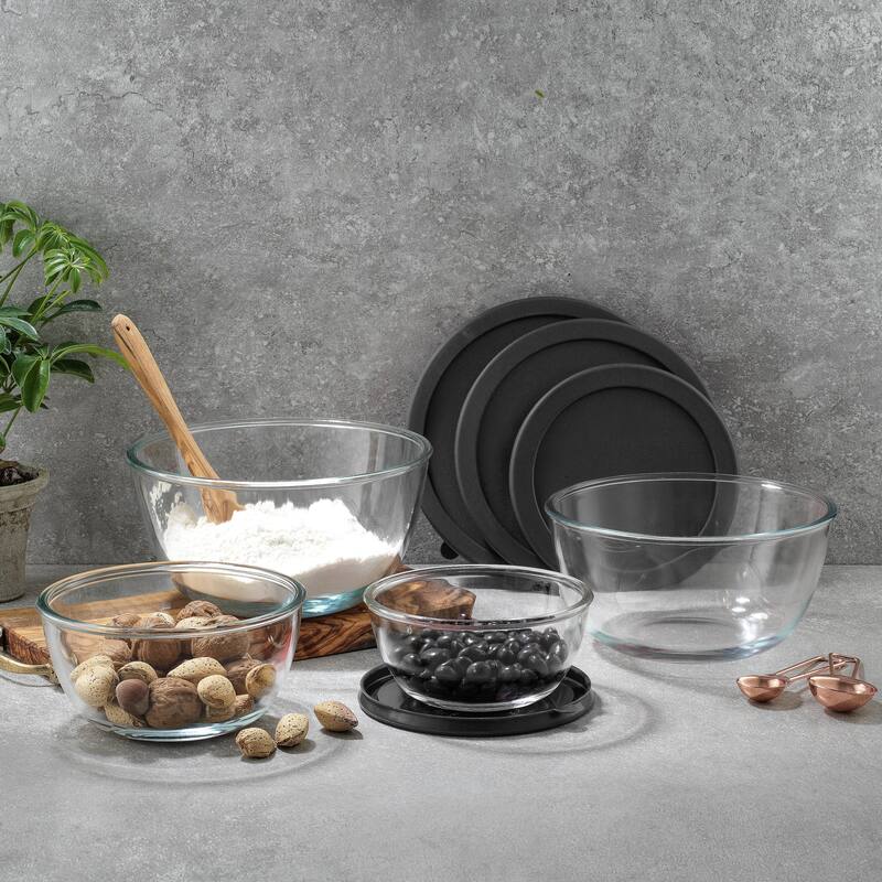 JoyFul by JoyJolt Set of 4 Glass Mixing Bowls With Lids - 16.5 oz, 33.5 oz, 50.5oz, 67.5oz