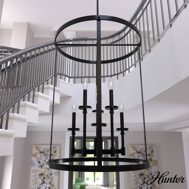 Hunter Briargrove Candle Pendant - Entry/ Foyer - Glam, Modern Farmhouse, Transitional - 30" 6 Light - Matte Black