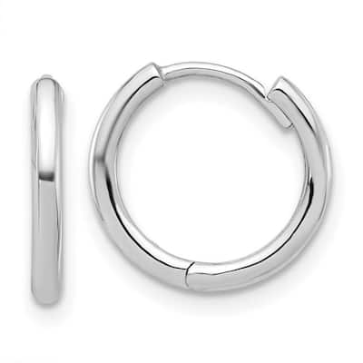 Curata 14k White Gold Polished Hinged Hoop Earrings - 13.5x14.5mm