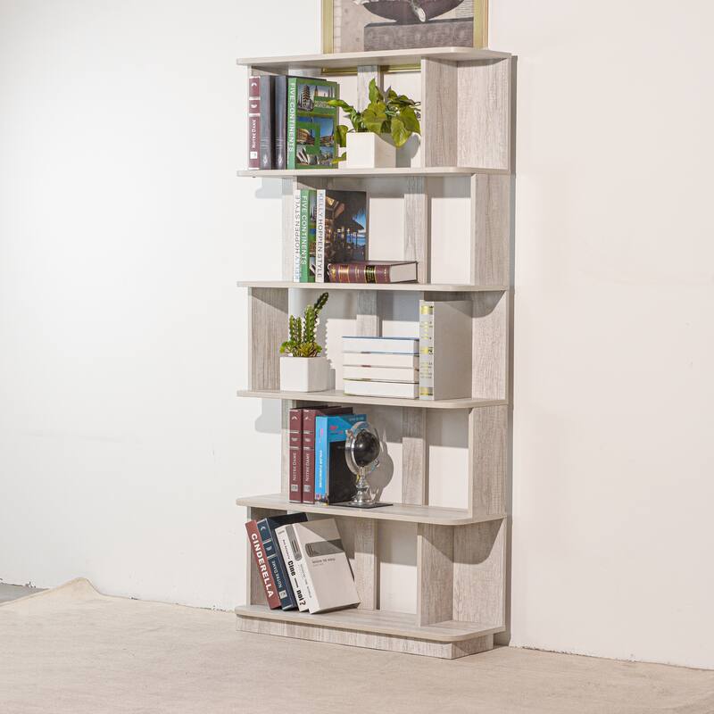 31.5"L X 64.56"H Free Combination Bookshelf Modern 5-Tier Open Storage Bookcase Mdf Wood Display Shelving, Media Storage Shelves