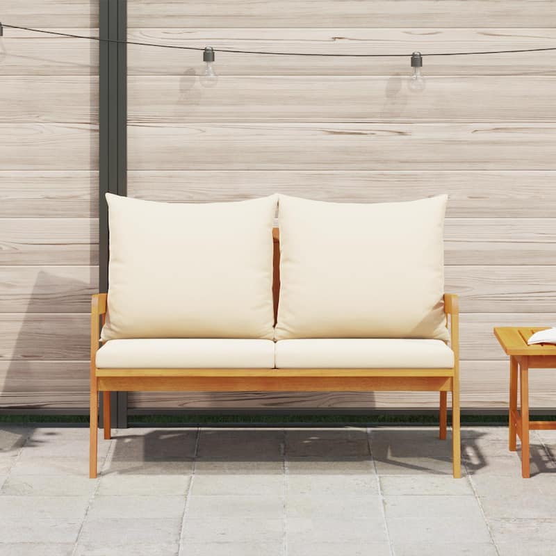 vidaXL Garden Bench with Cushions 45.3x25.6x28.0 in Solid Acacia Wood - 25.6 x 45.3 x 28.0