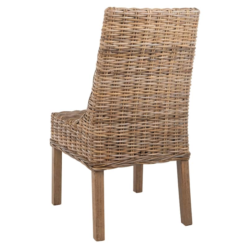 SAFAVIEH Charolette Indoor Wicker Brown Sloping Arm Chairs (Set of 2) - 20" x 24" x 39" - 20Wx24Dx39H