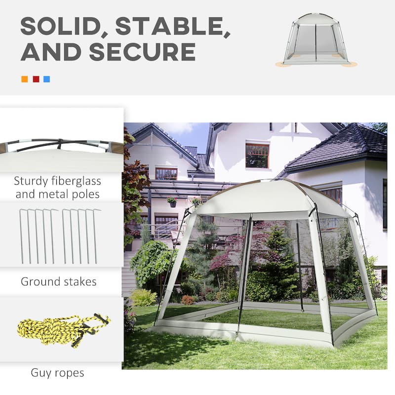 Outsunny 10' x 10' Screen House Room, UV50+ Screen Tent with 2 Doors and Carry Bag, Easy Setup