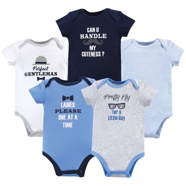 slide 1 of 1, Luvable Friends Baby Boy Cotton Bodysuits 5pk, Gentleman 0-3 Months - Gentleman