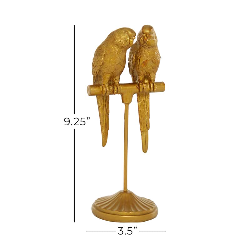 Polystone Parrot Sculpture - Gold - Roche River Decor - 3"W x 3"L x 9"H