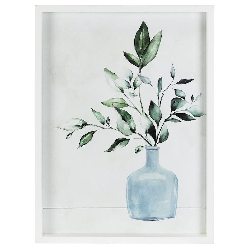 Greenery with Vase Wooden Framed Wall Art - 15.5" x 12"