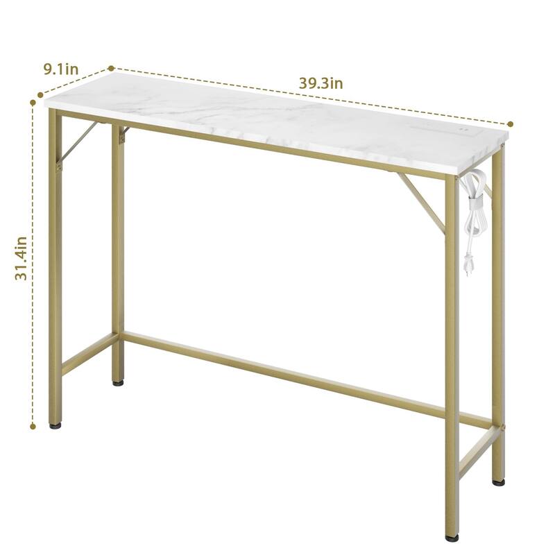 5.9" Narrow Console Table with Outlets