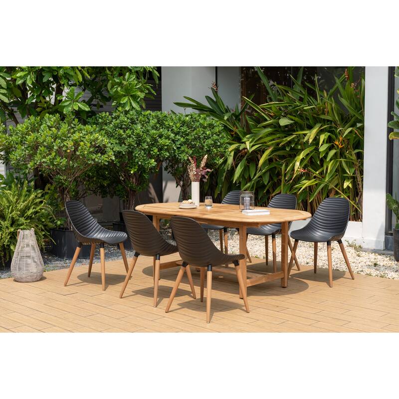 Amazonia FSC Certified Teak Amher Outdoor Patio Dining Set - 7pc - Small Table