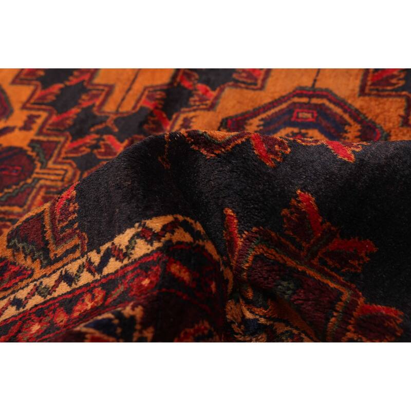 ECARPETGALLERY Hand-knotted Teimani Black, Burnt Orange Wool Rug - 3'6 x 6'2